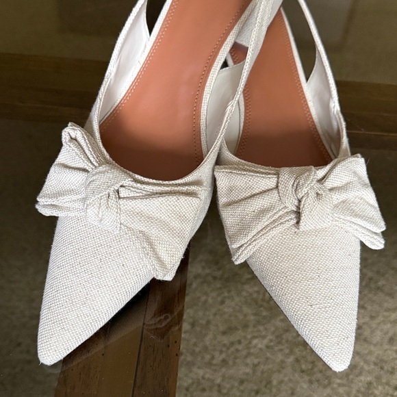 ASOS Design Pointed Toe Slingback Denim/Linen Bow Heels Size UK11/EU44/US13 - Picture 6 of 17